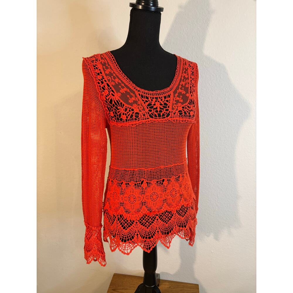 🔥URBAN OUTFITTERS Staring at Stars Sz S Boho Gypsy Festival Crochet Blouse🔥